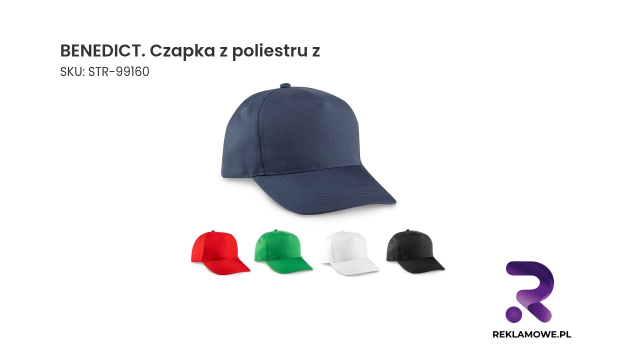 BENEDICT. Czapka z poliestru z recyklingu (100% rPET) Czapka BENEDICT wykonana z poliestru
