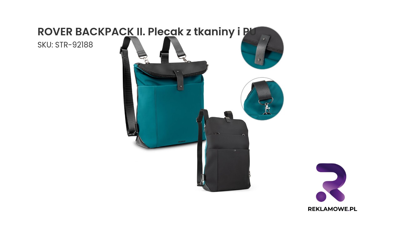 ROVER BACKPACK II. Plecak z tkaniny i PU ROVER BACKPACK II plecak z materiału i skóry ekologicznej
